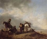 Philips Wouwerman A View on a Seashore with Fishwives Offering Fish to a Horseman painting